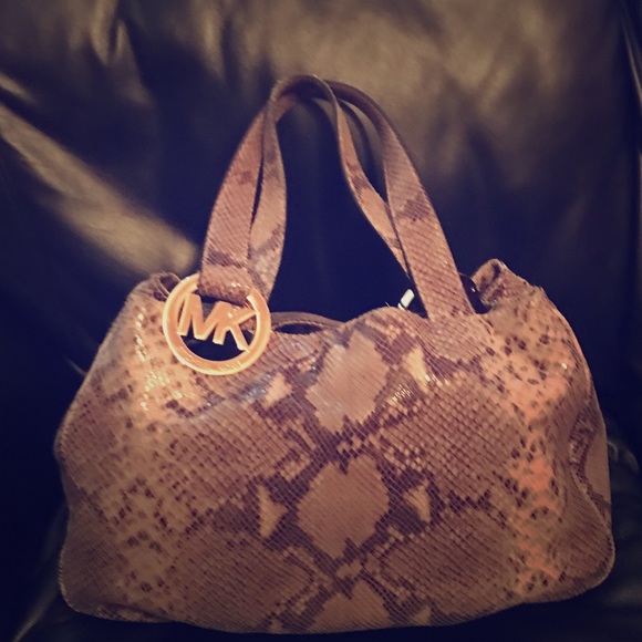 Michael Kors Python Leather Satchel Bag - Picture 1 of 5